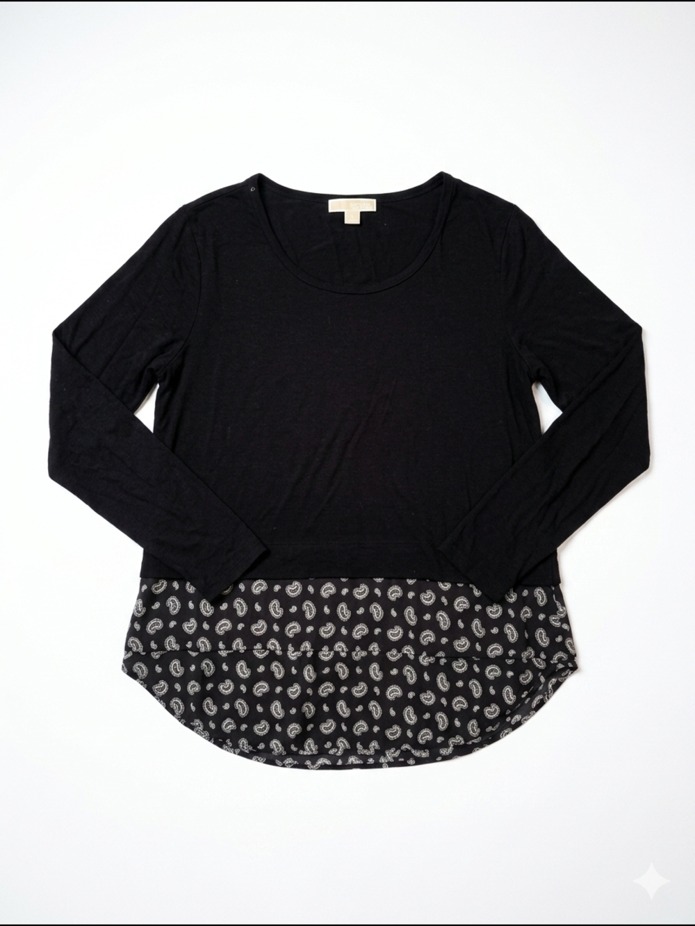 Michael Kores Paisley Mix‎ Media Long Sleeve Top Size L